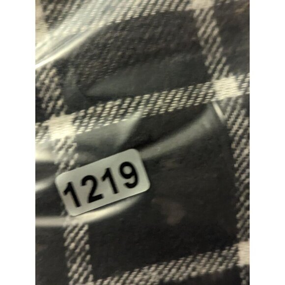 American Eagle Women's S Black White Split Plaid Cropped Button Front Hoodie - Picture 15 of 16